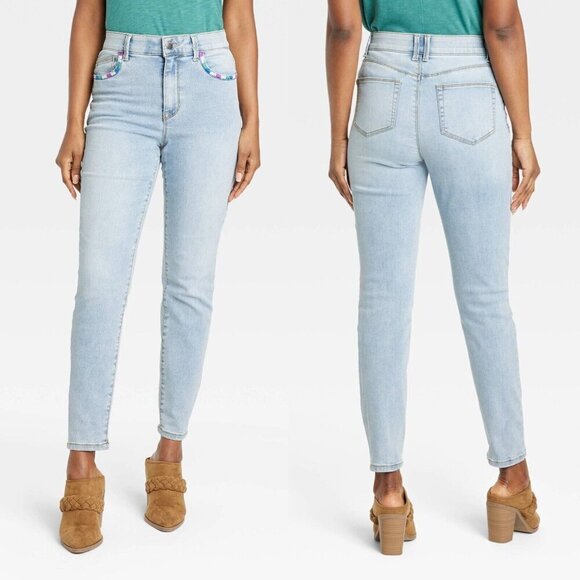 Knox Rose Denim - Size 8 - Womens High-Rise Skinny Relaxed Fit Jeans - Knox Rose - Light Wash